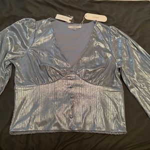 Anthropologie Shine Blouse  - Light Blue XL